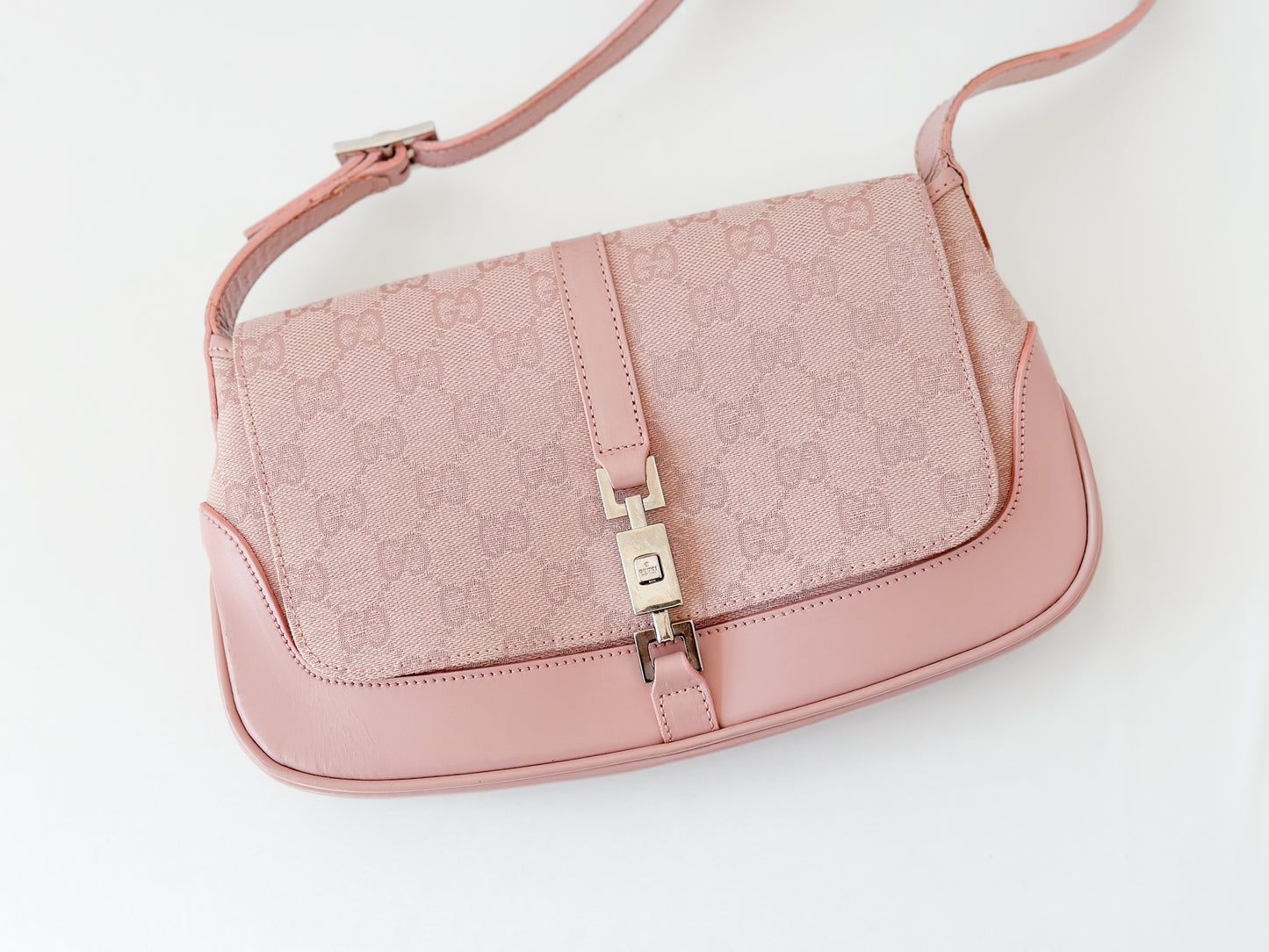Gucci Jackie Monogram Flap Shoulder Bag - Pink