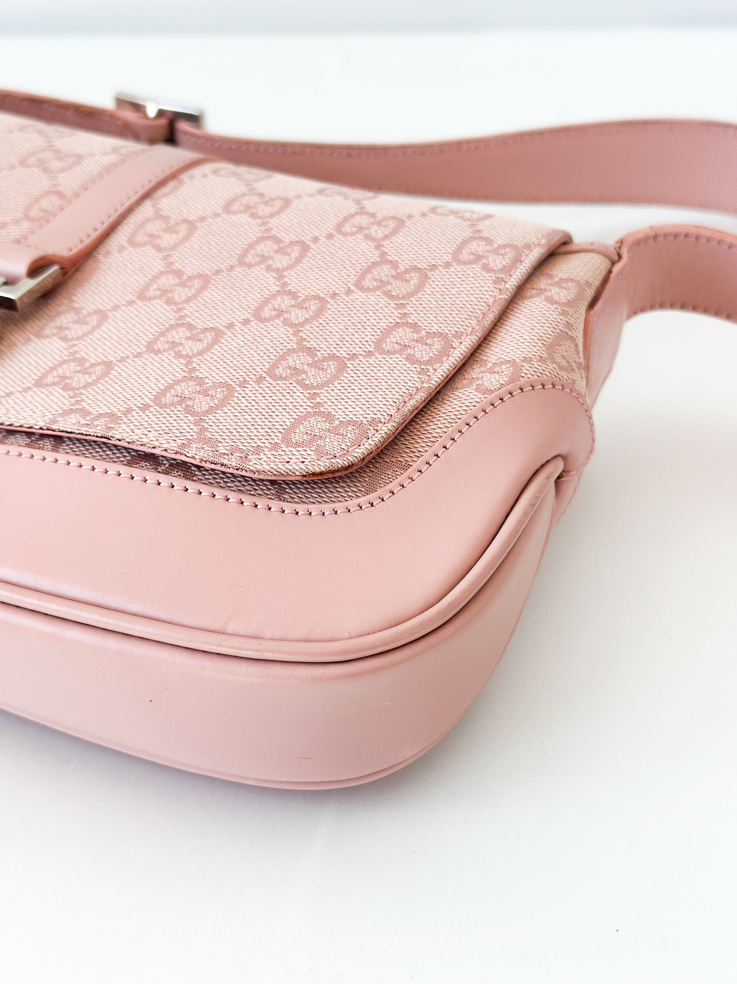 Gucci Jackie Monogram Flap Shoulder Bag - Pink