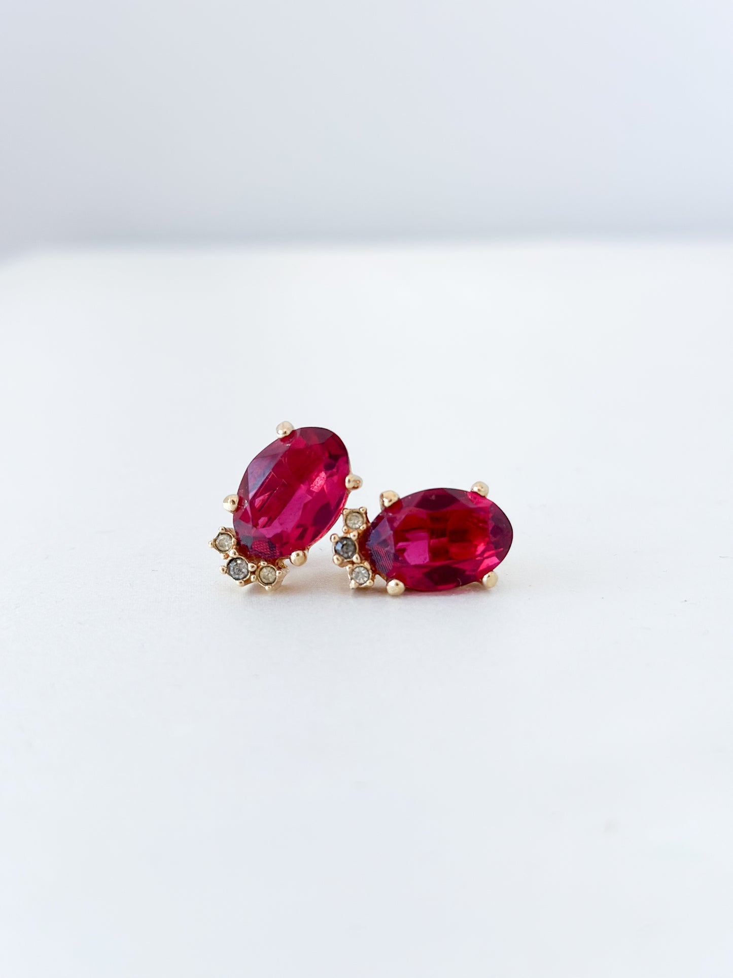 Dior Vintage Ruby Rhinestone Earrings