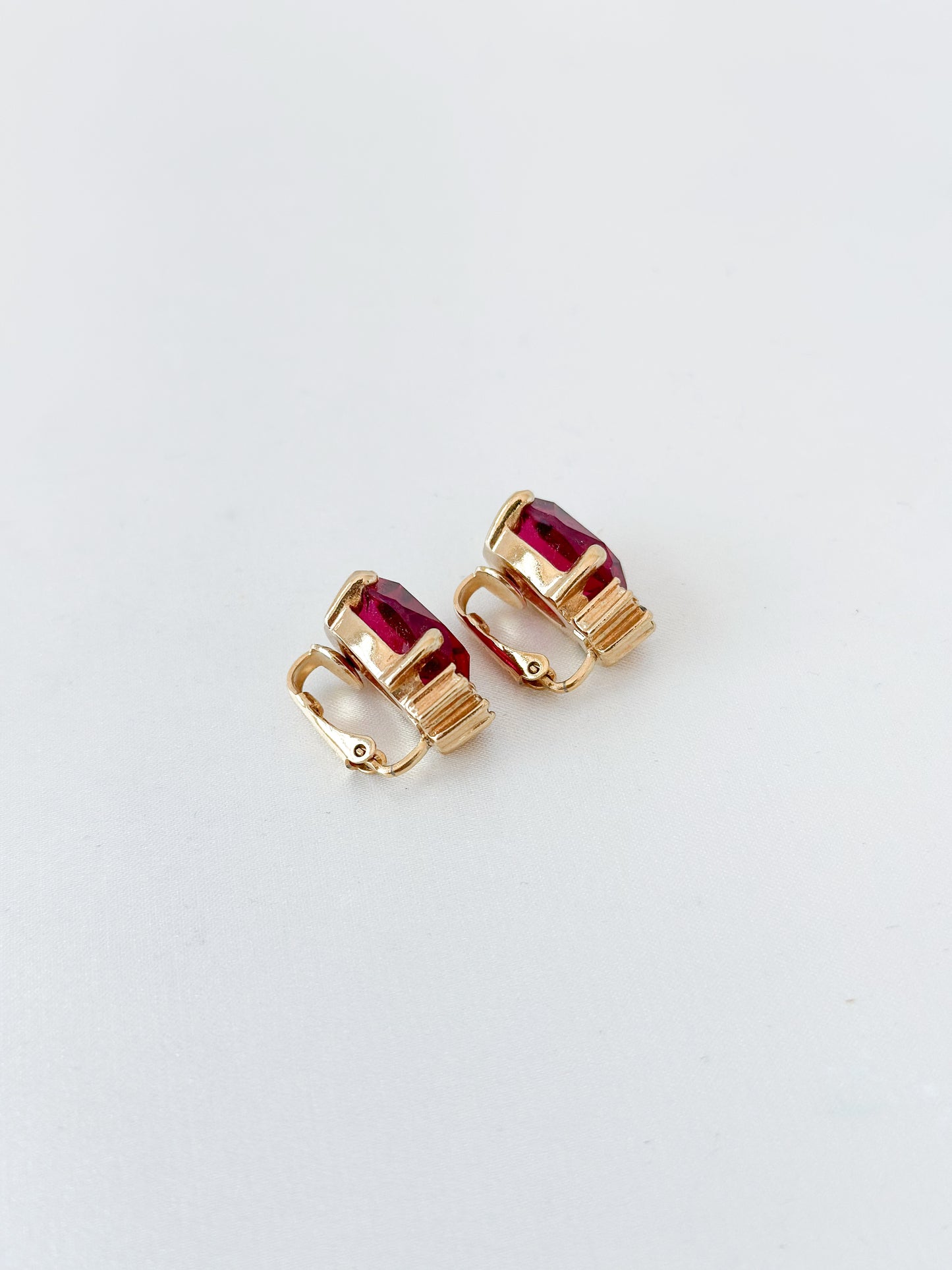 Dior Vintage Ruby Rhinestone Earrings