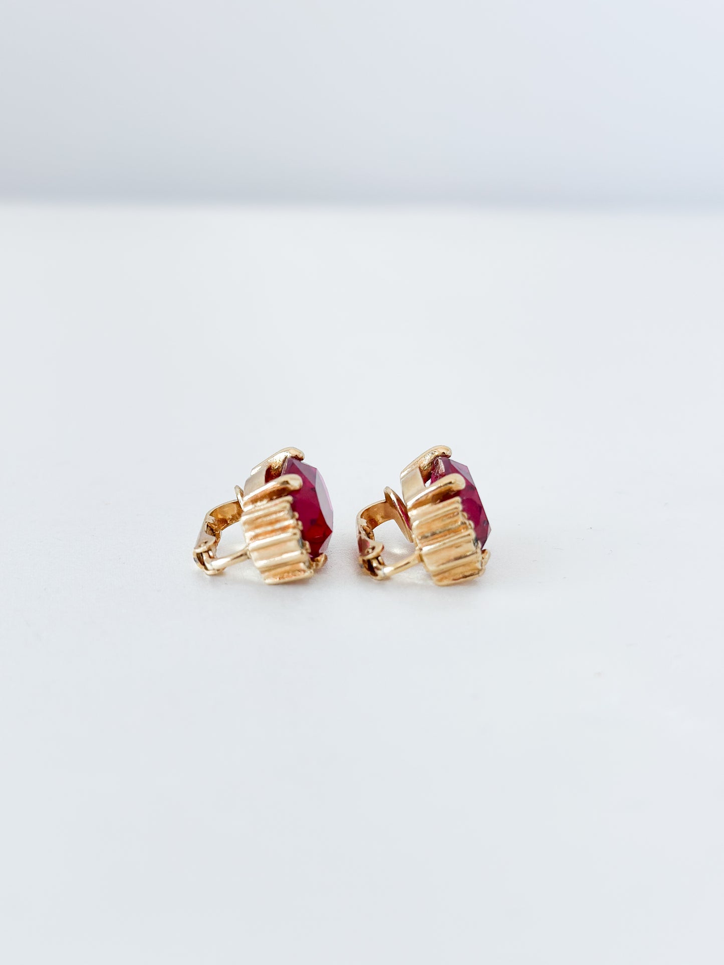 Dior Vintage Ruby Rhinestone Earrings