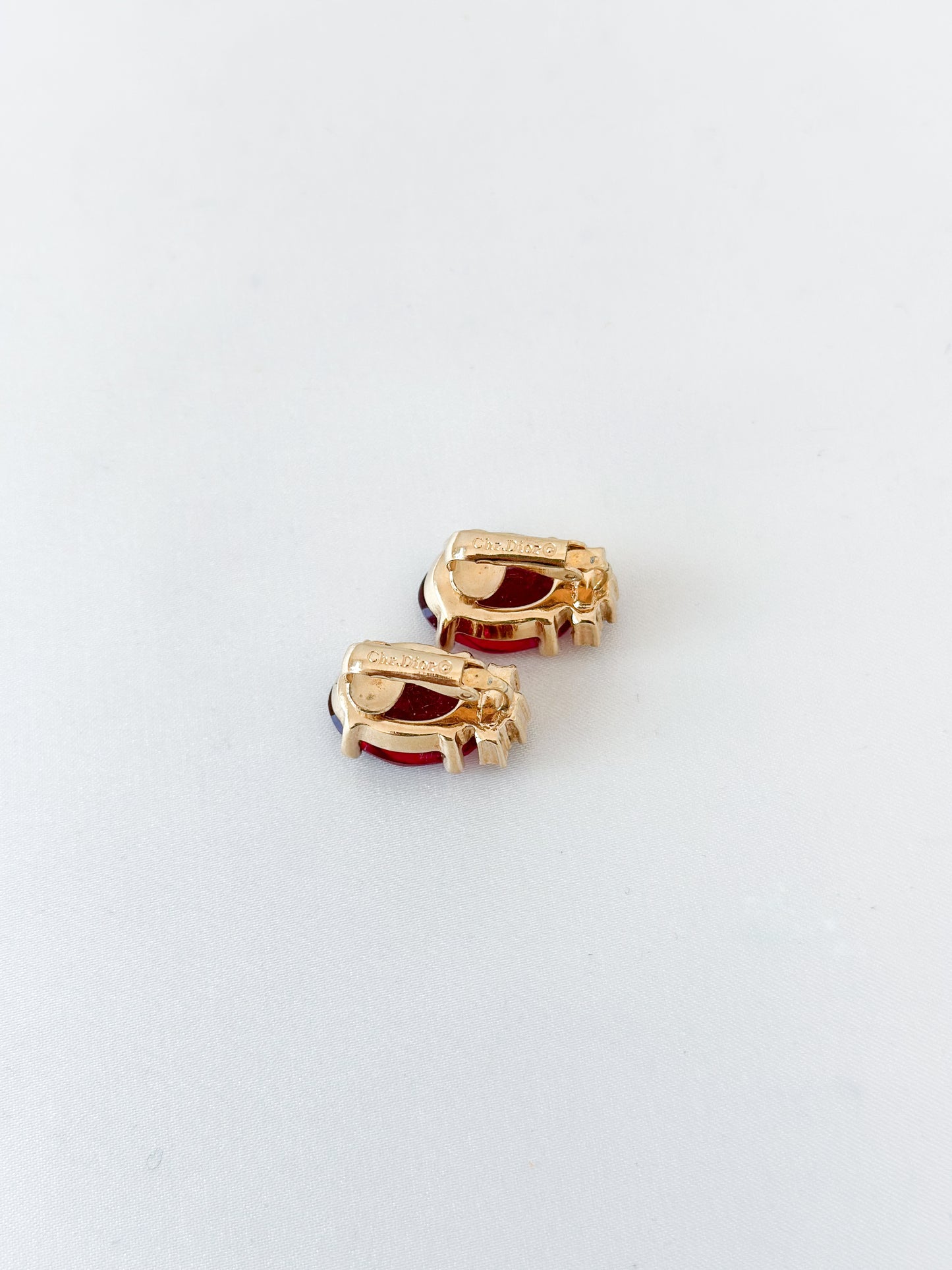 Dior Vintage Ruby Rhinestone Earrings