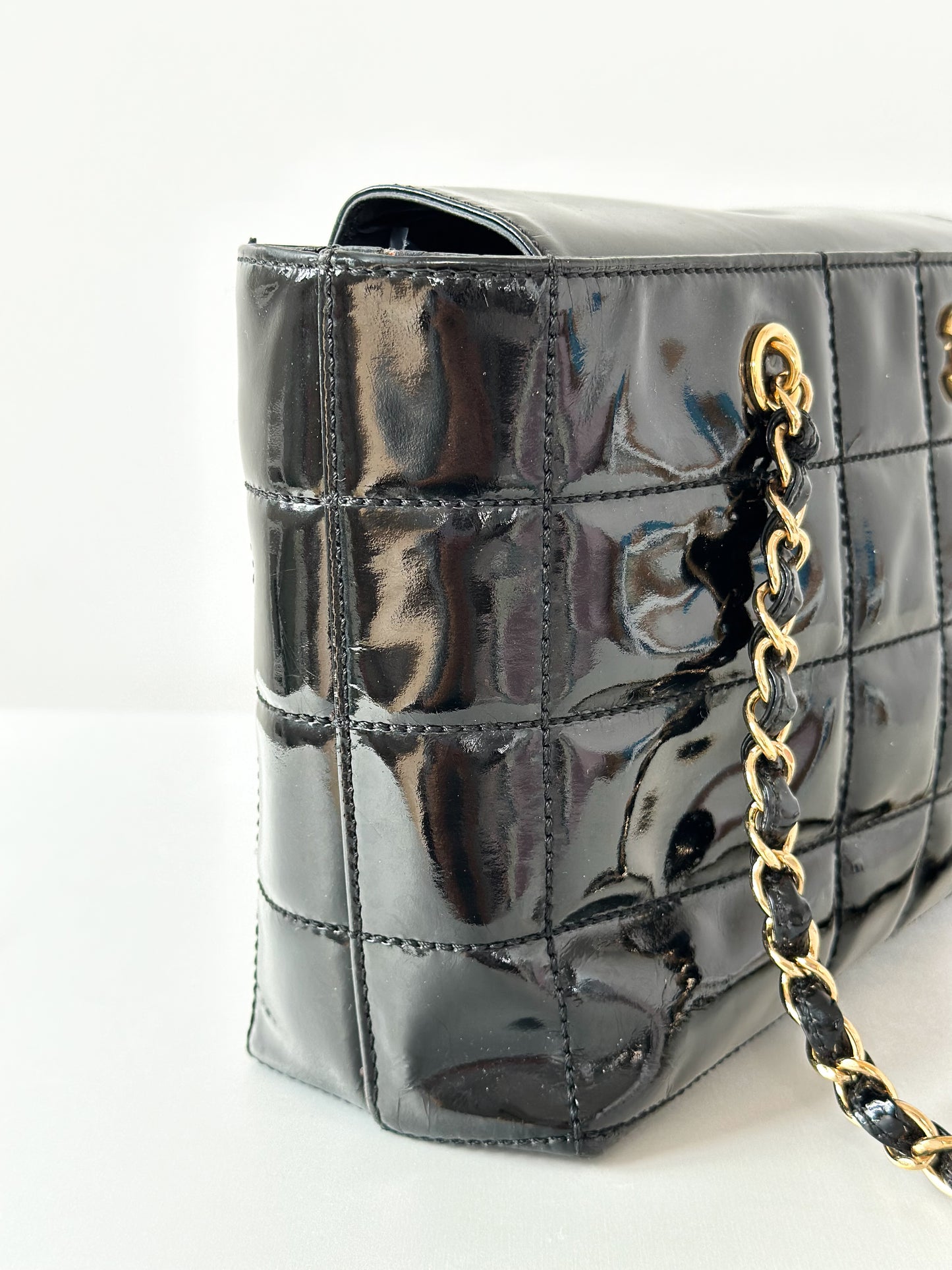 Chanel Black Chocolate Bar Patent Bag