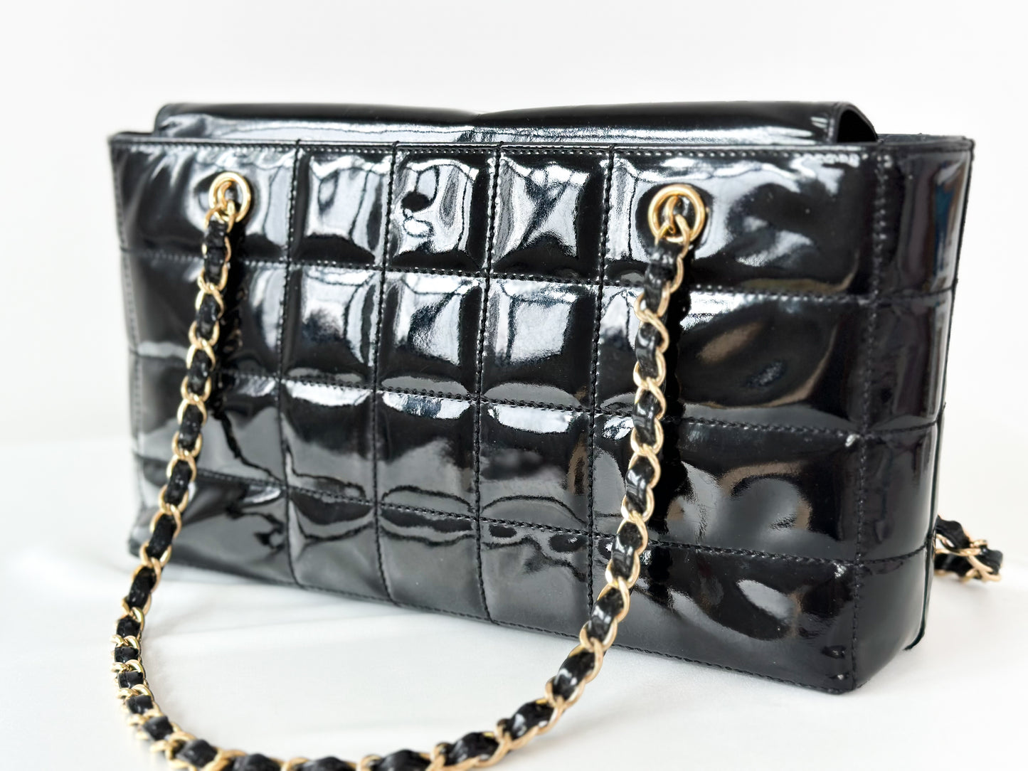 Chanel Black Chocolate Bar Patent Bag