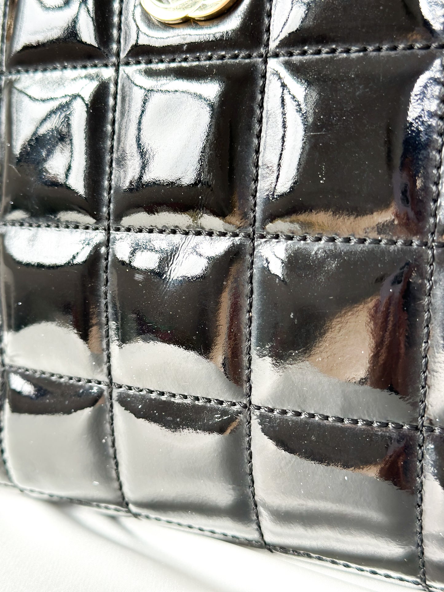Chanel Black Chocolate Bar Patent Bag