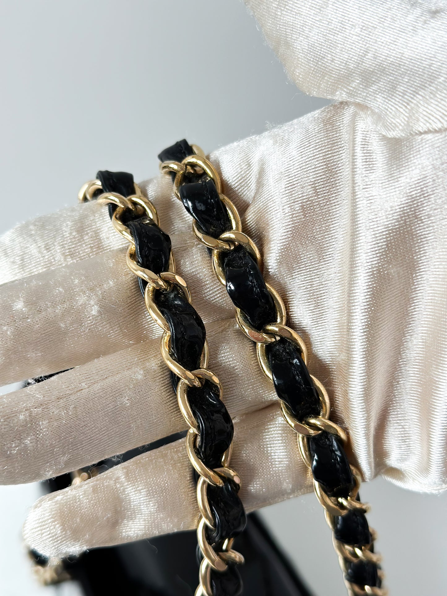 Chanel Black Chocolate Bar Patent Bag