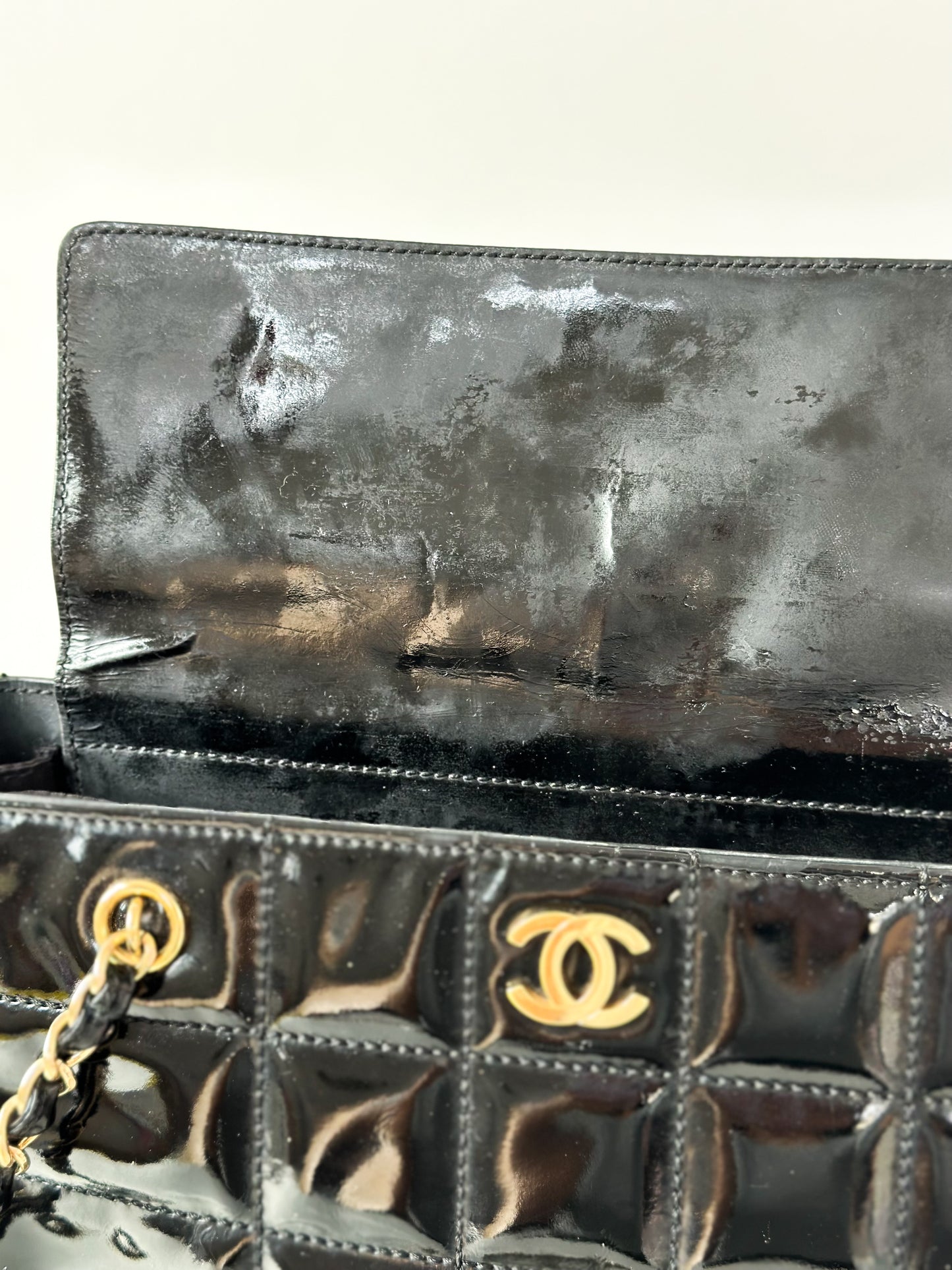Chanel Black Chocolate Bar Patent Bag