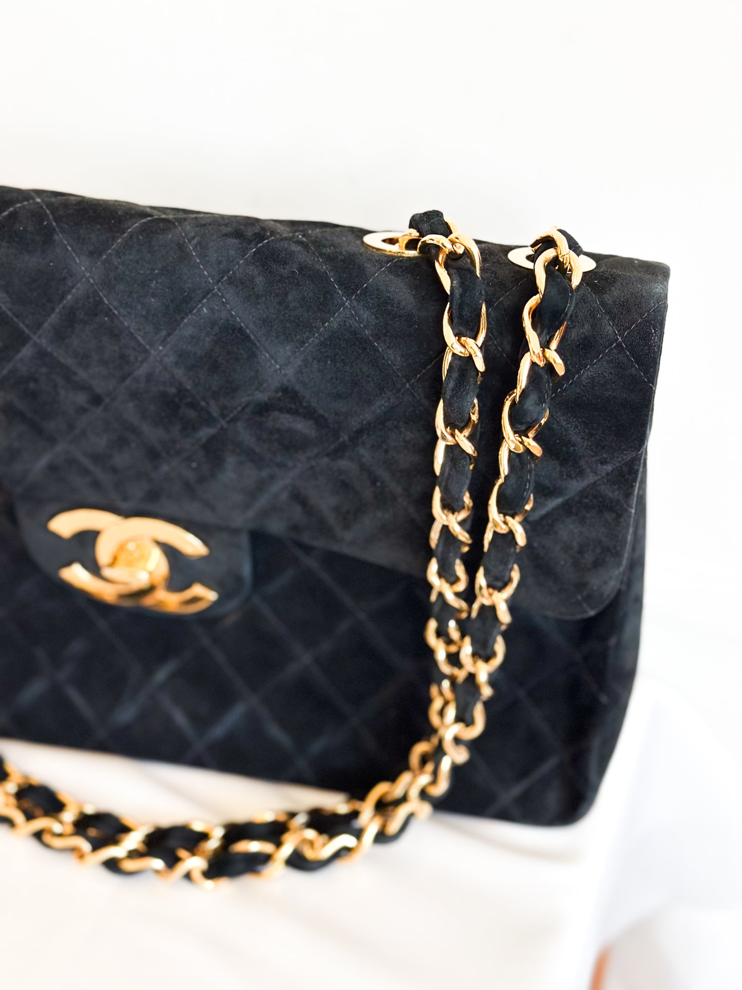 Chanel 1992 Vintage Jumbo XL Single Flap Bag 24k Gold