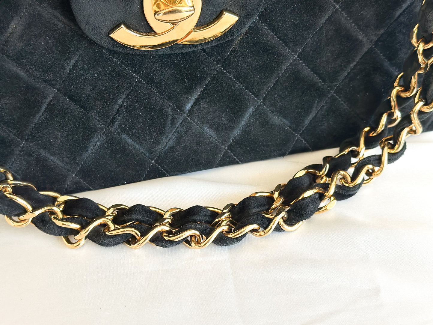 Chanel 1992 Vintage Jumbo XL Single Flap Bag 24k Gold
