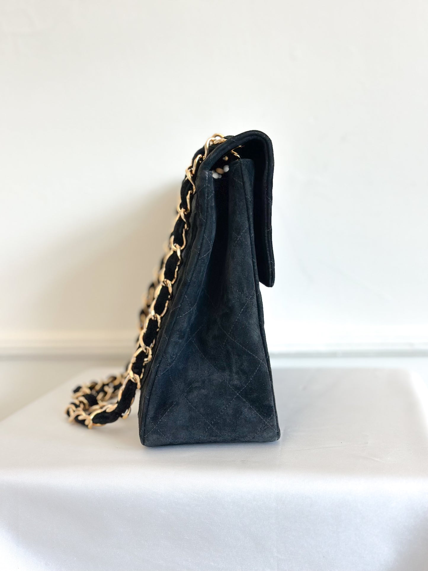 Chanel 1992 Vintage Jumbo XL Single Flap Bag 24k Gold
