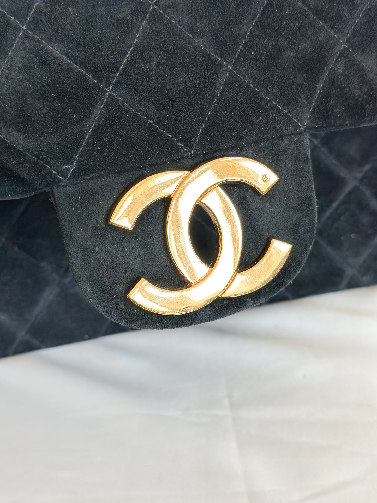 Chanel 1992 Vintage Jumbo XL Single Flap Bag 24k Gold