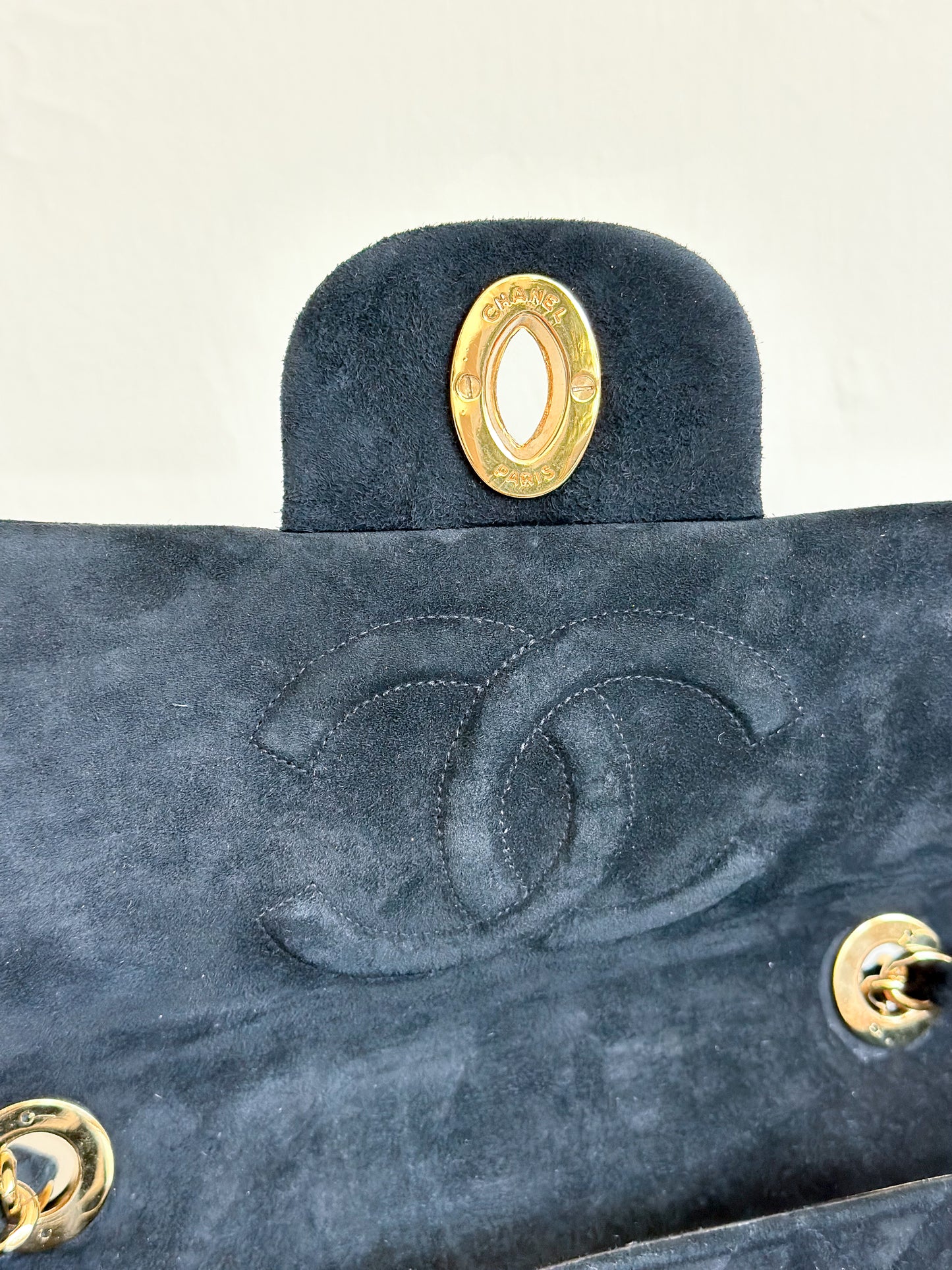 Chanel 1992 Vintage Jumbo XL Single Flap Bag 24k Gold