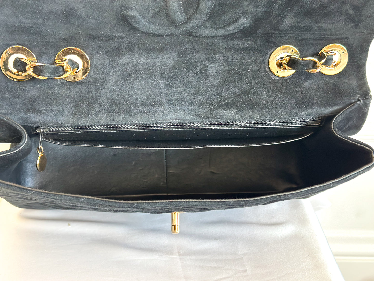 Chanel 1992 Vintage Jumbo XL Single Flap Bag 24k Gold