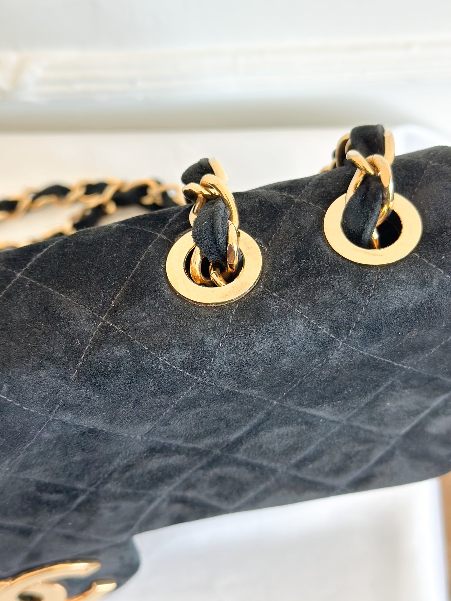 Chanel 1992 Vintage Jumbo XL Single Flap Bag 24k Gold