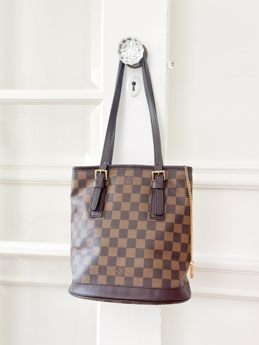 Vintage Louis Vuitton Damier Ebene Marais Bucket Shoulder Bag