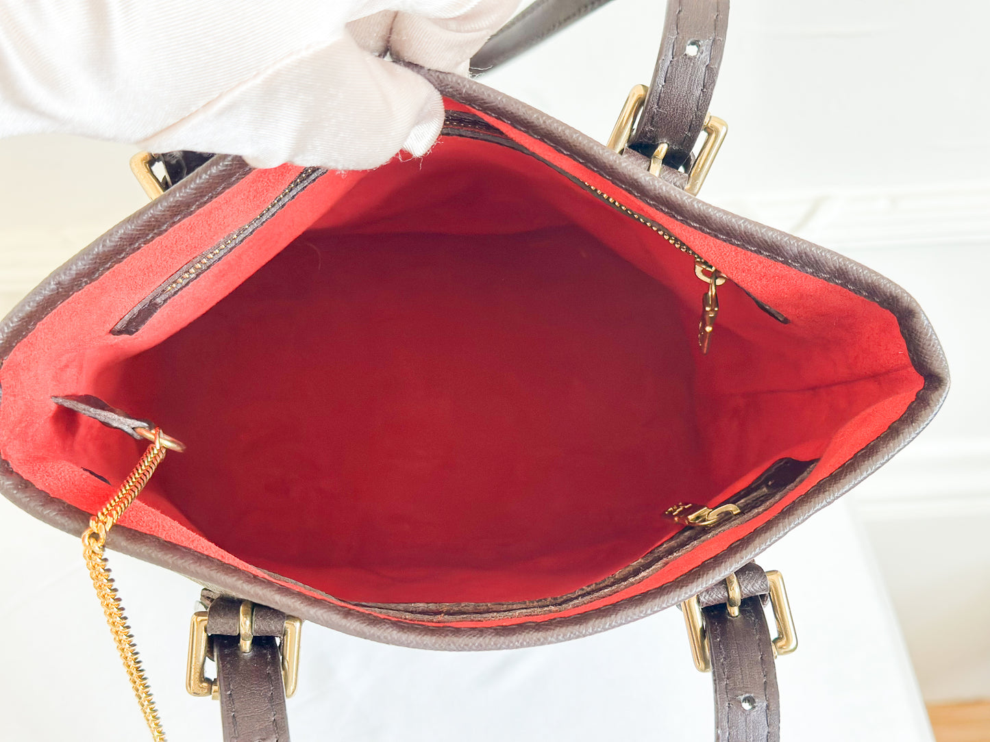 Vintage Louis Vuitton Damier Ebene Marais Bucket Shoulder Bag