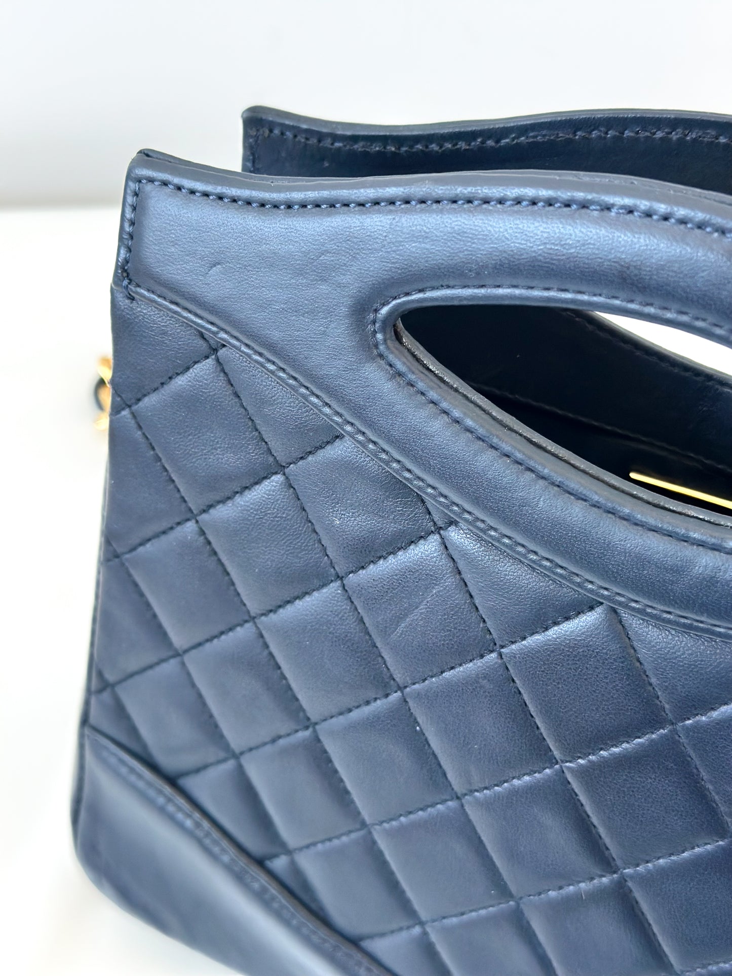 Vintage Chanel 31 Quilted Lambskin Small Shoulder Bag – Navy with Gold Hardware