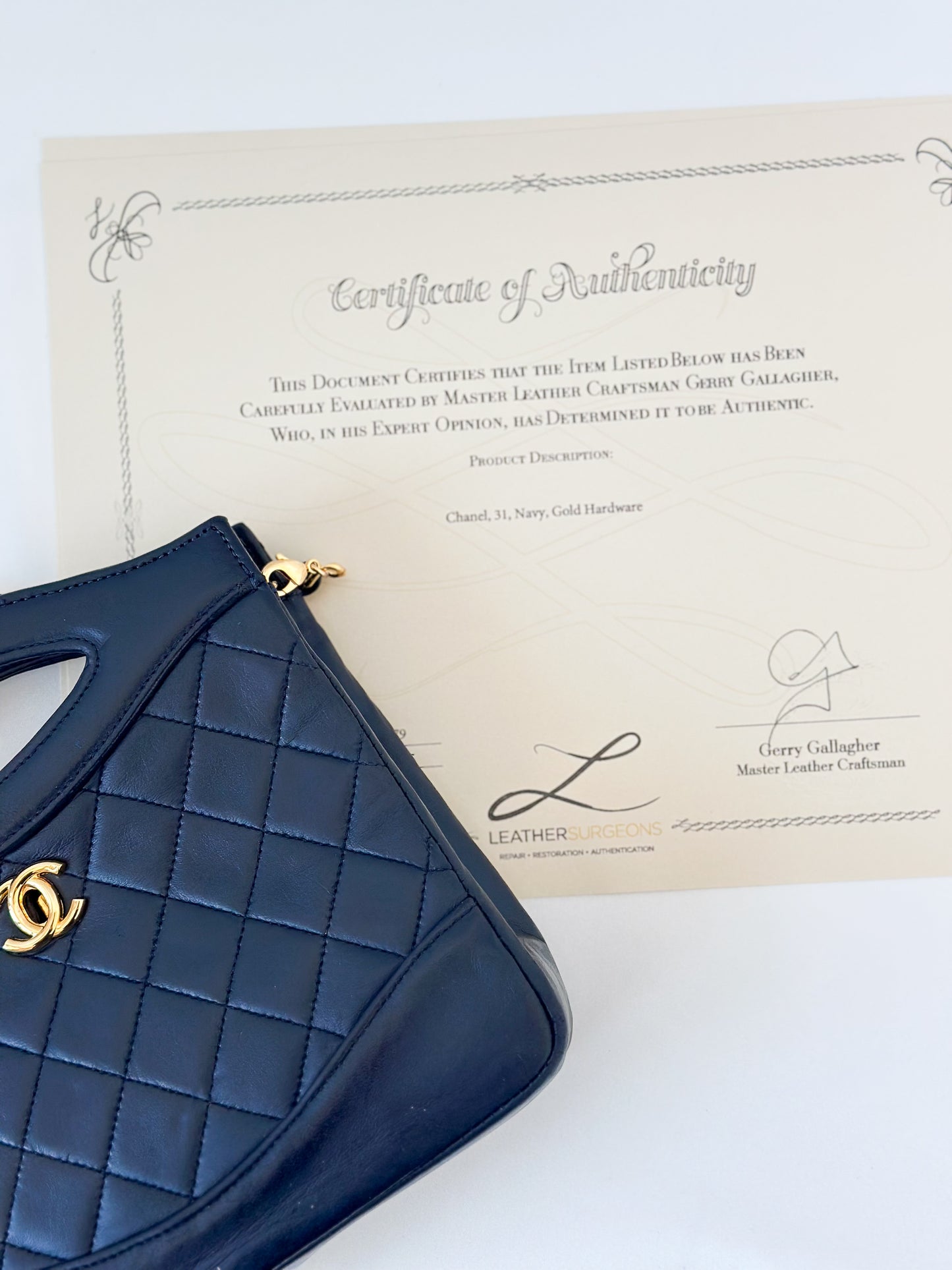 Vintage Chanel 31 Quilted Lambskin Small Shoulder Bag – Navy with Gold Hardware