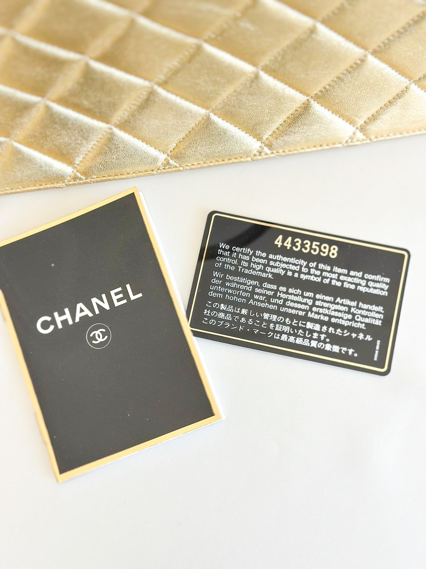 1996 Vintage Chanel Quilted Gold Leather Top Handle Bag