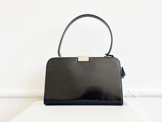 Gucci Vintage Black Leather Frame Bag