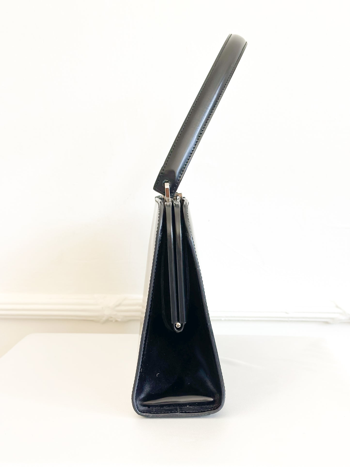 Gucci Vintage Black Leather Frame Bag