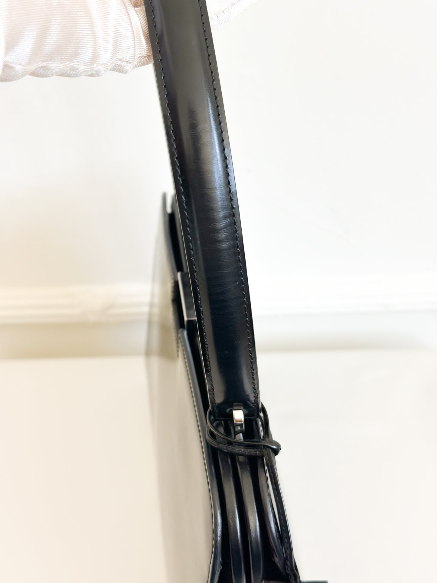 Gucci Vintage Black Leather Frame Bag