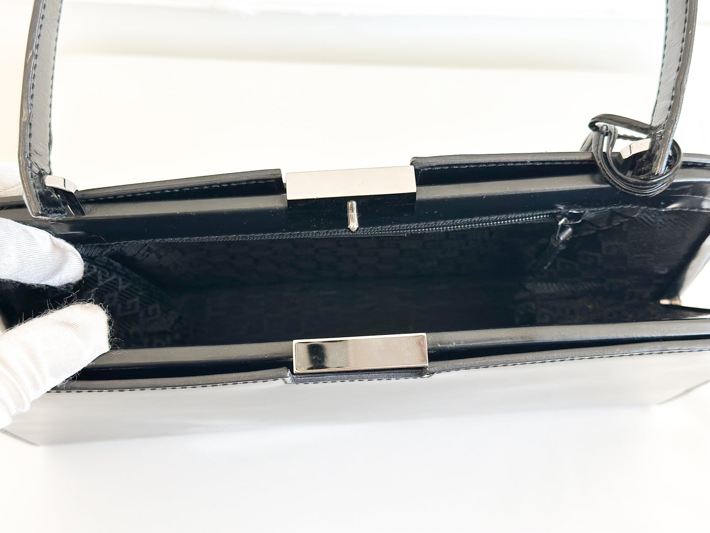 Gucci Vintage Black Leather Frame Bag