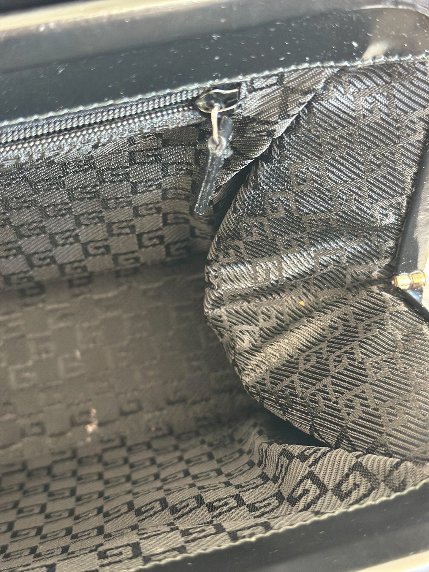 Gucci Vintage Black Leather Frame Bag