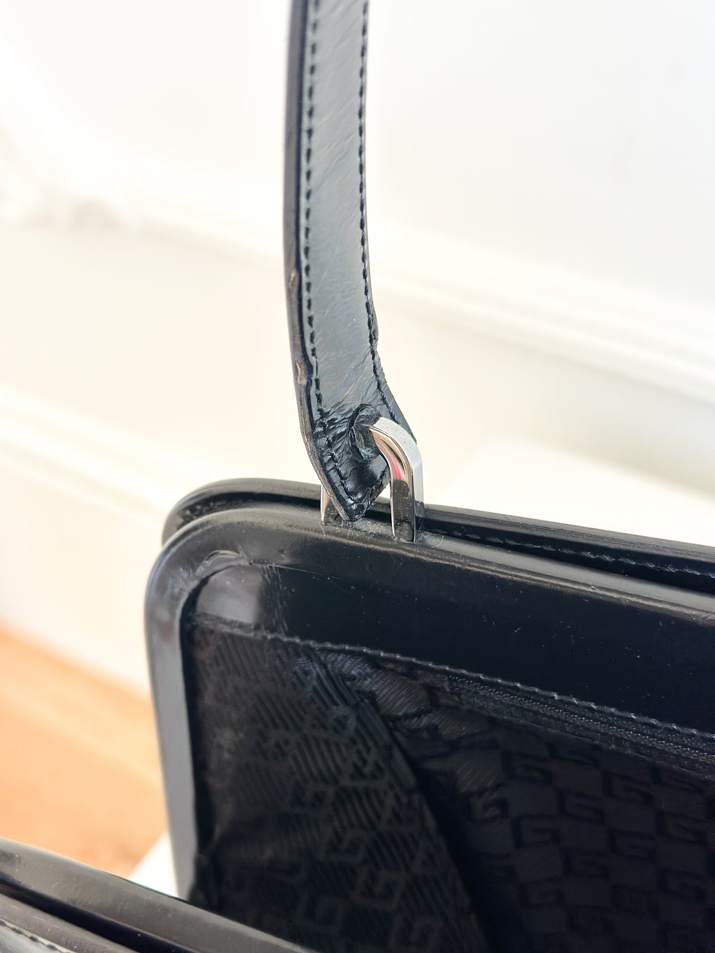 Gucci Vintage Black Leather Frame Bag