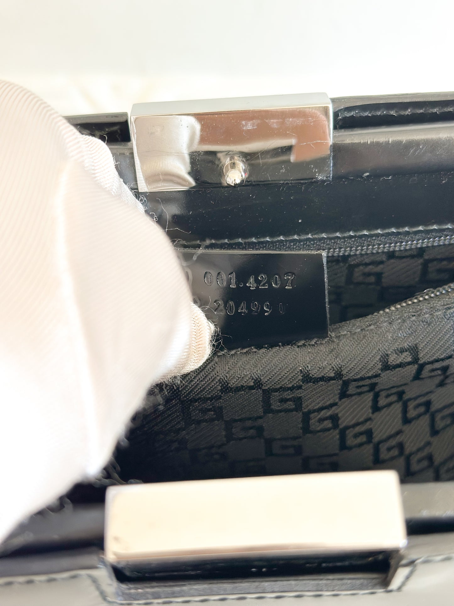 Gucci Vintage Black Leather Frame Bag