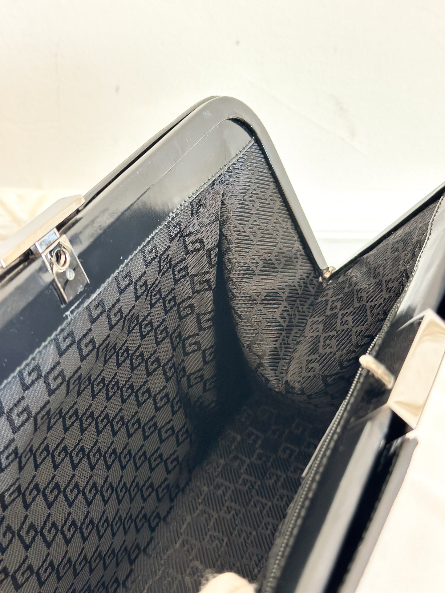 Gucci Vintage Black Leather Frame Bag