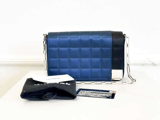 2002 Chanel Blue Chocolate Bar Chain Bag