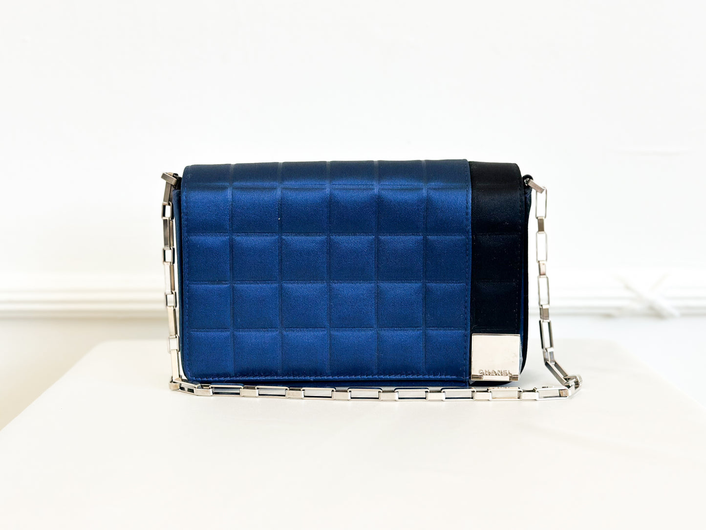2002 Chanel Blue Chocolate Bar Chain Bag