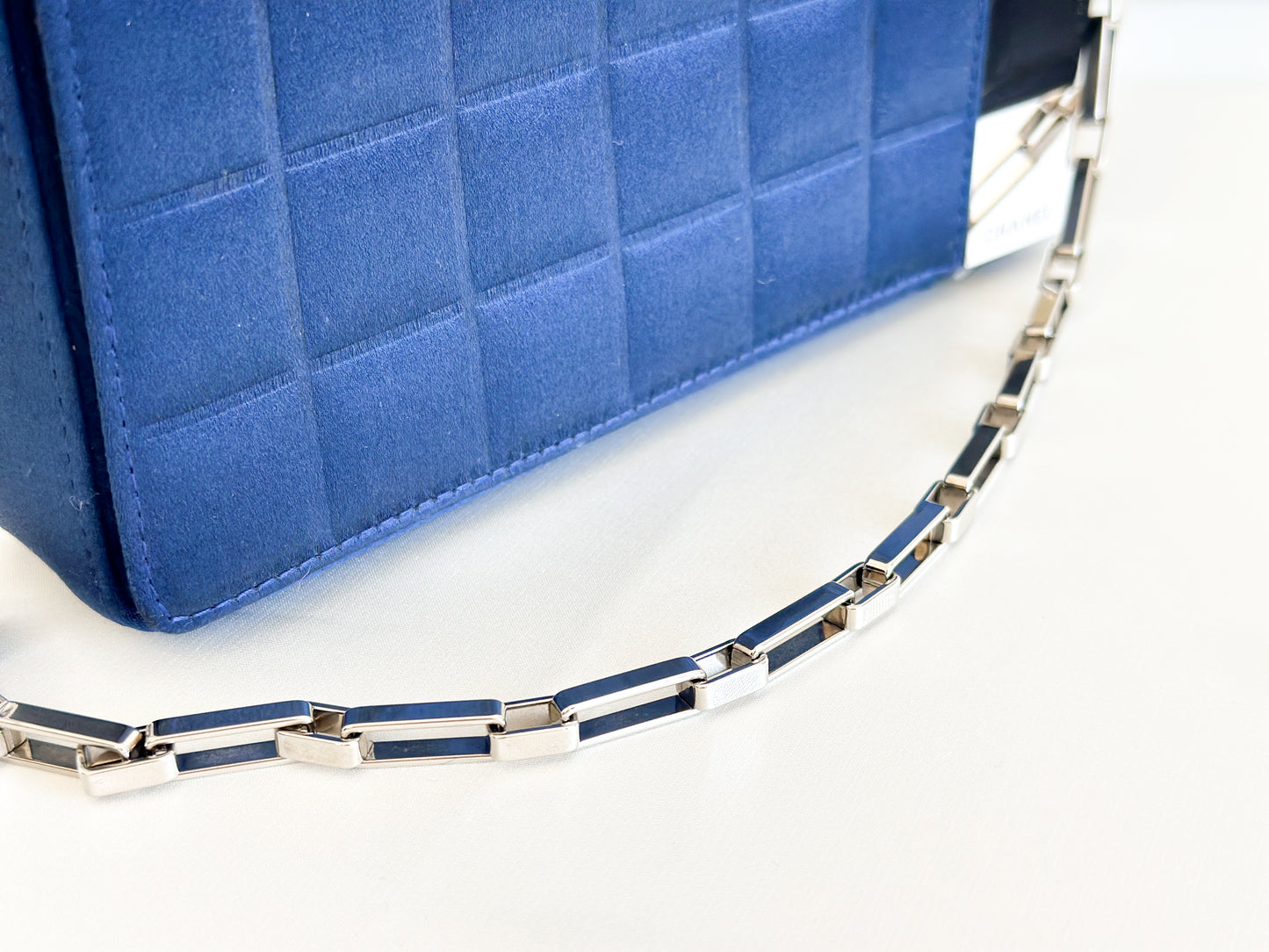 2002 Chanel Blue Chocolate Bar Chain Bag