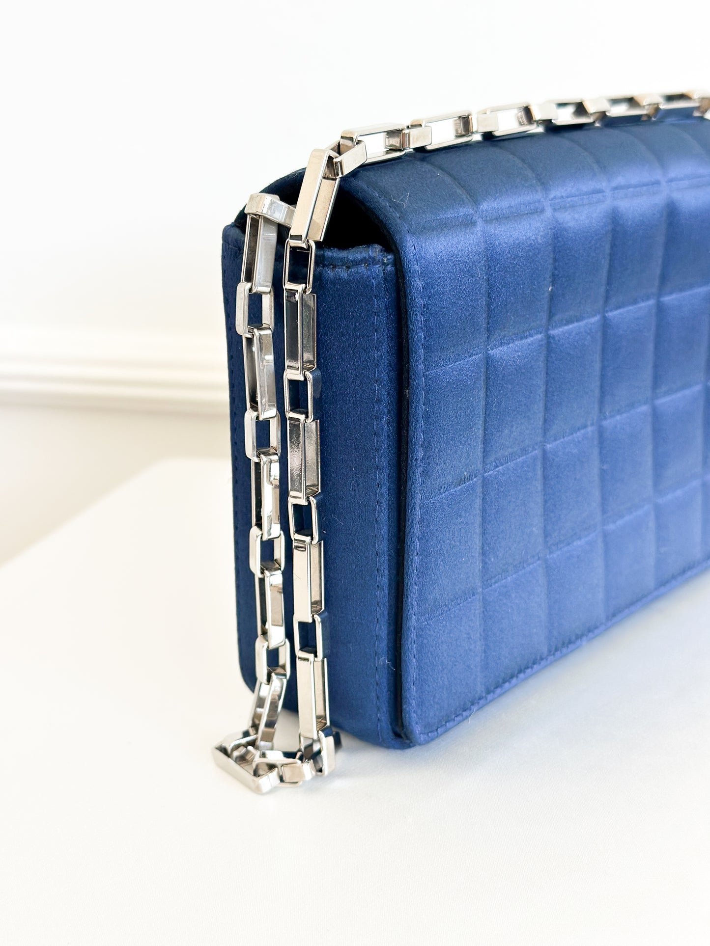 2002 Chanel Blue Chocolate Bar Chain Bag