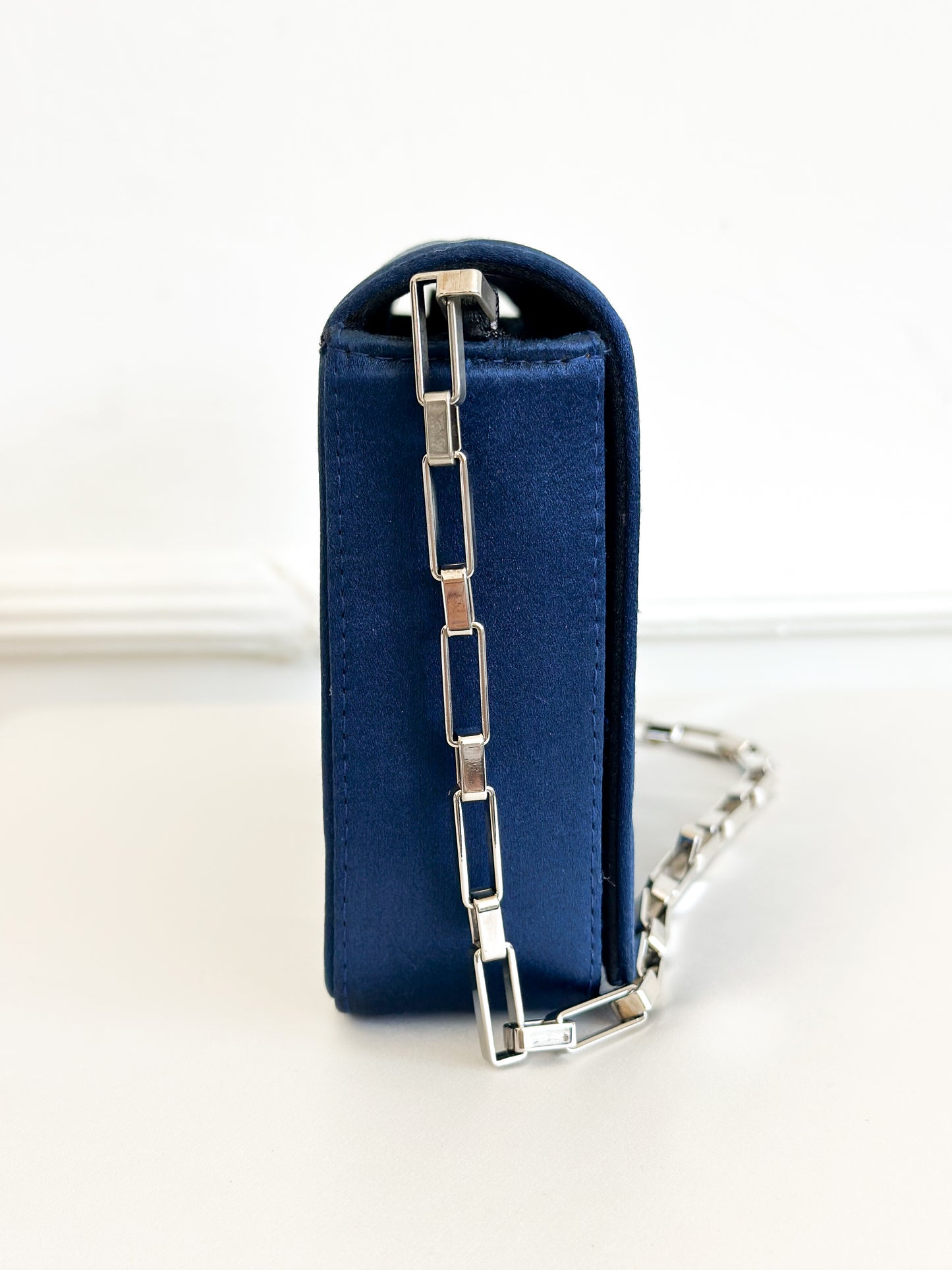 2002 Chanel Blue Chocolate Bar Chain Bag