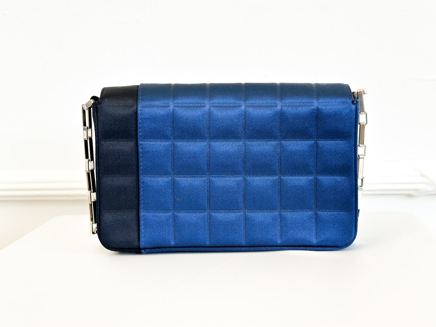 2002 Chanel Blue Chocolate Bar Chain Bag