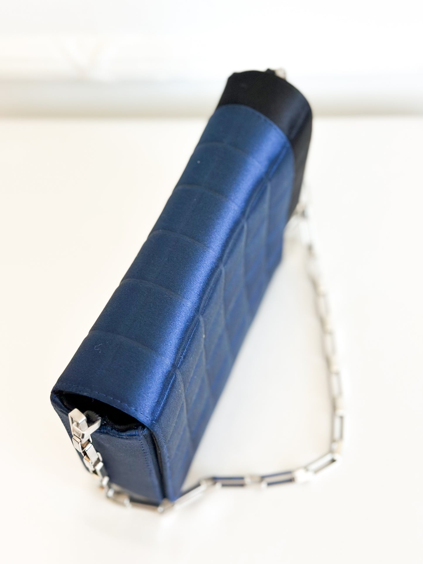 2002 Chanel Blue Chocolate Bar Chain Bag