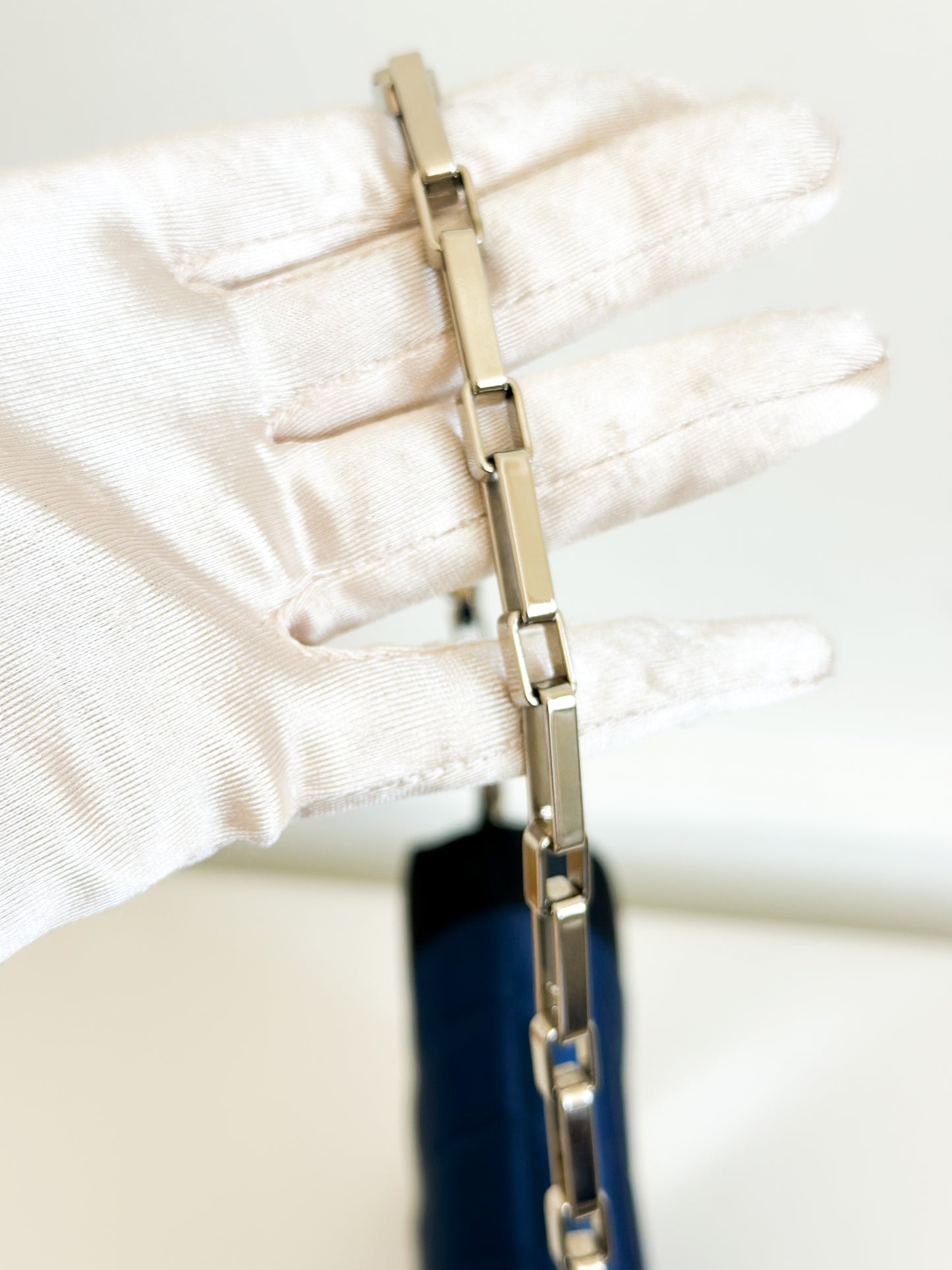 2002 Chanel Blue Chocolate Bar Chain Bag
