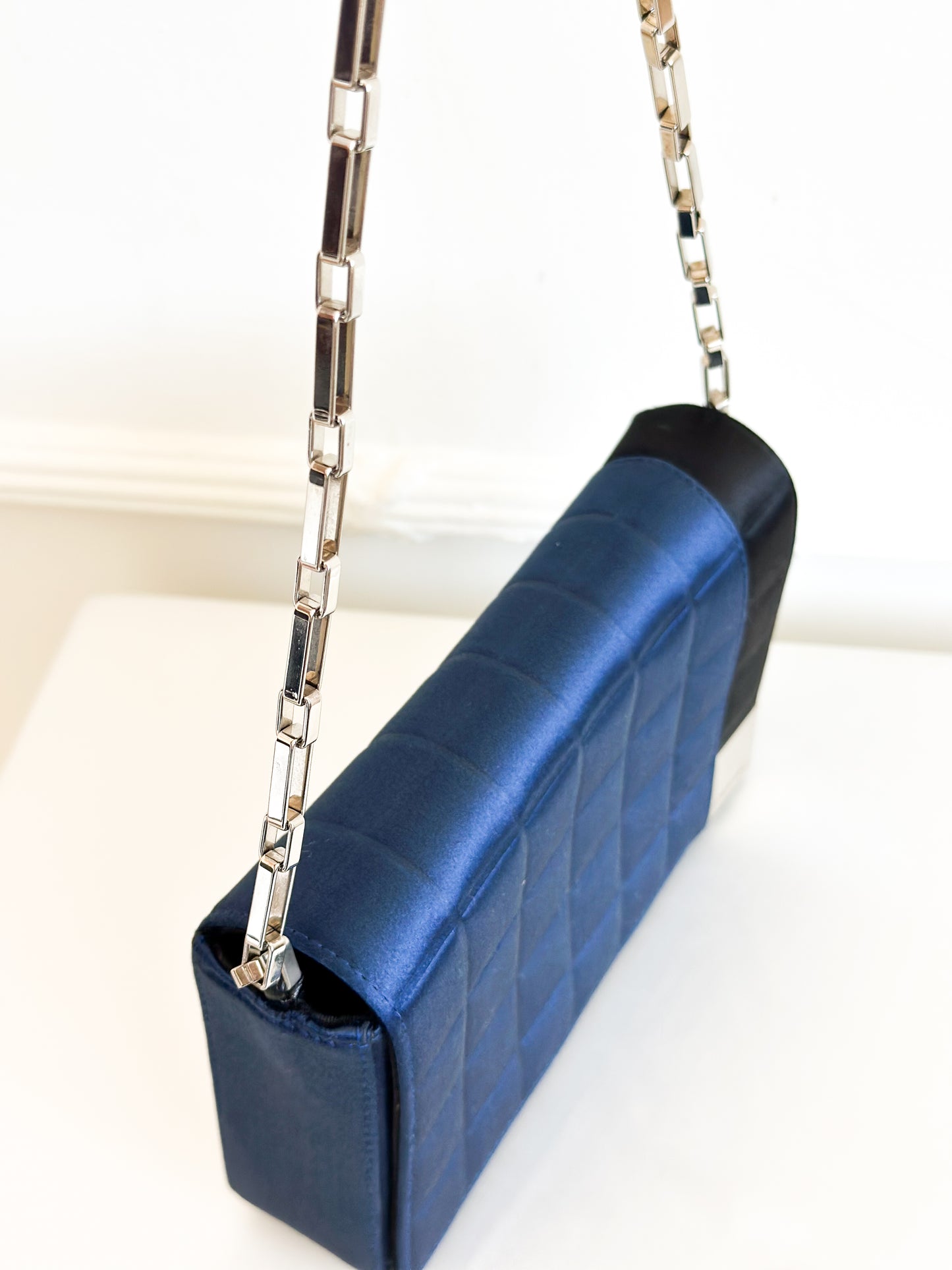 2002 Chanel Blue Chocolate Bar Chain Bag