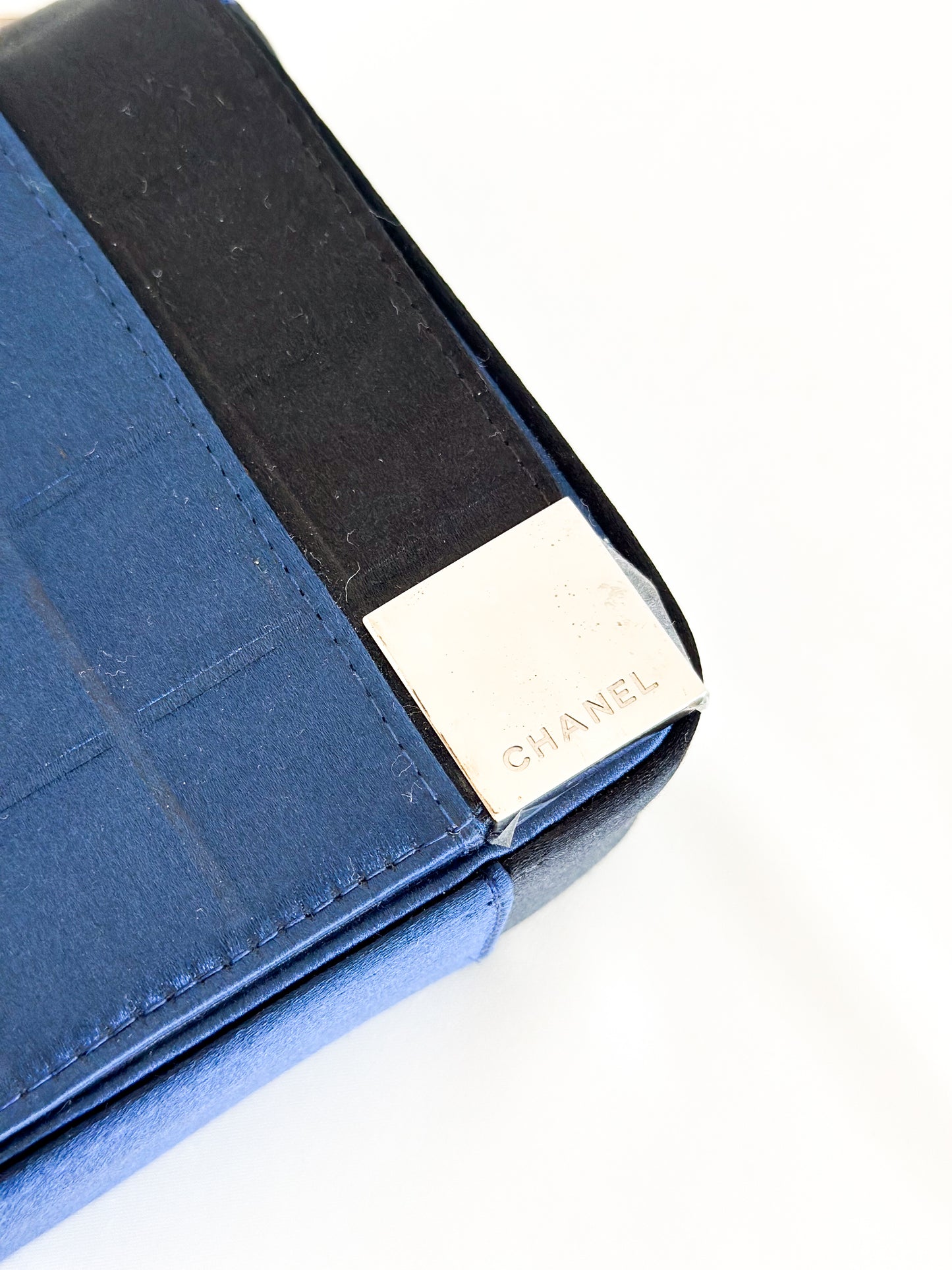 2002 Chanel Blue Chocolate Bar Chain Bag