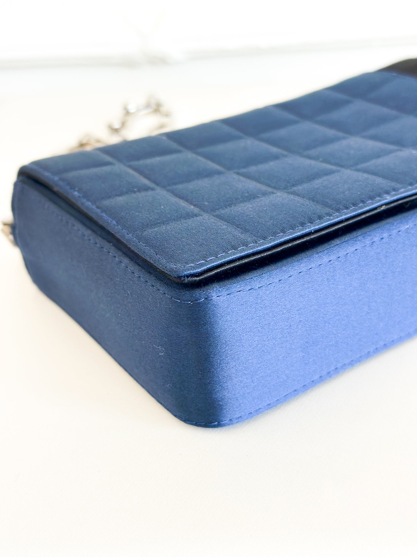 2002 Chanel Blue Chocolate Bar Chain Bag