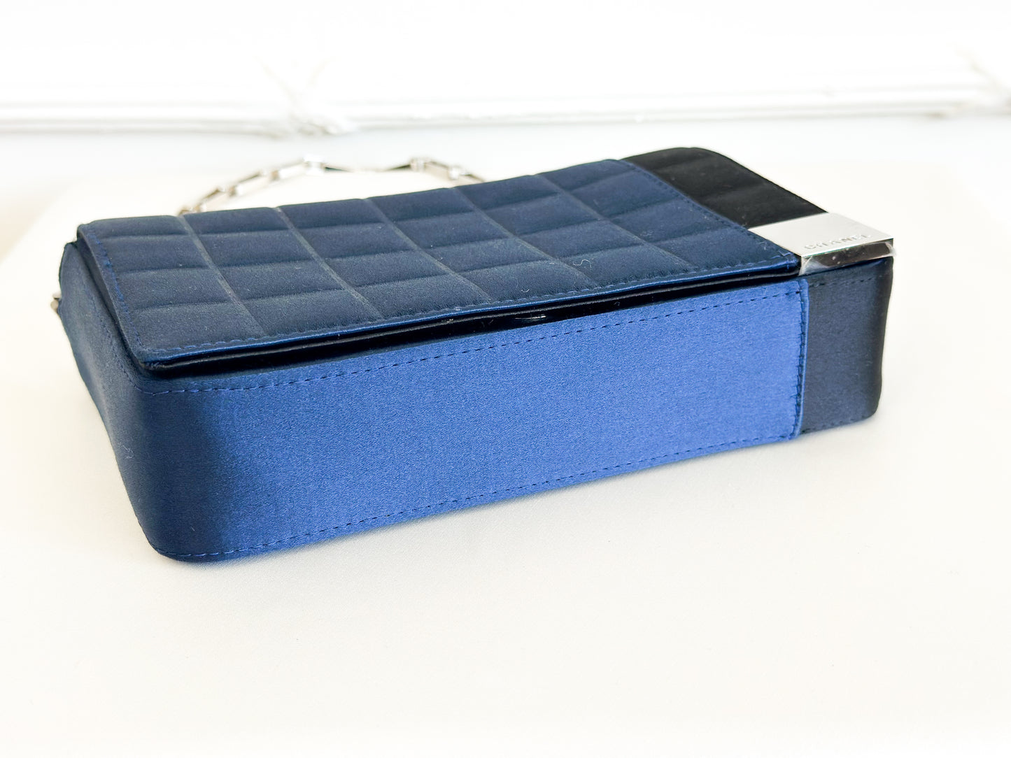 2002 Chanel Blue Chocolate Bar Chain Bag