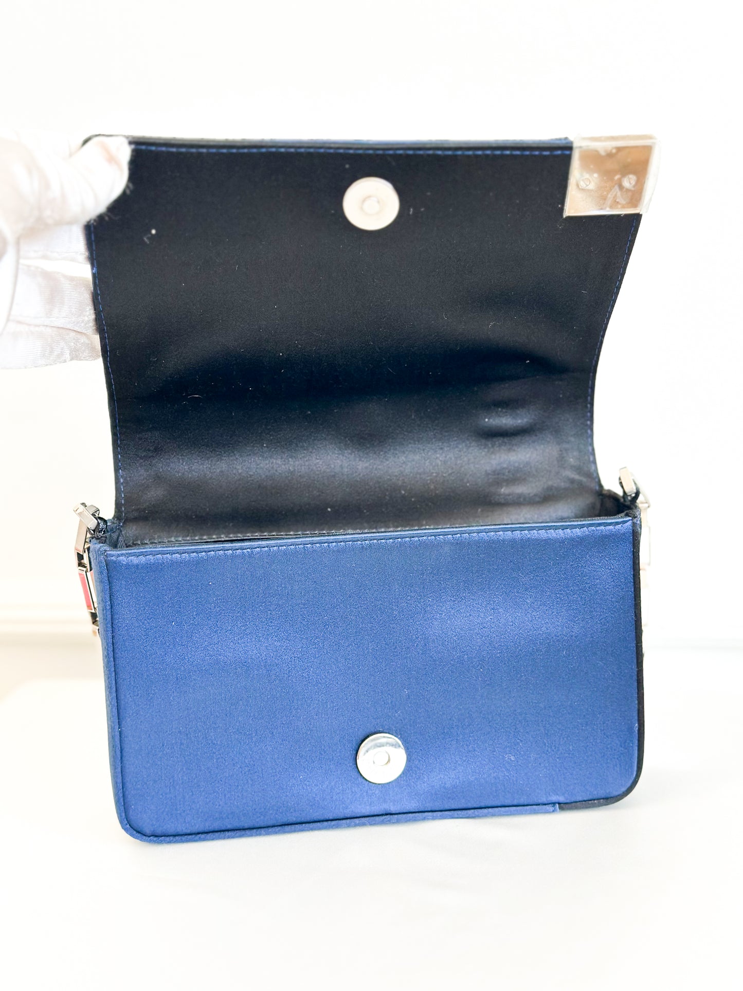 2002 Chanel Blue Chocolate Bar Chain Bag