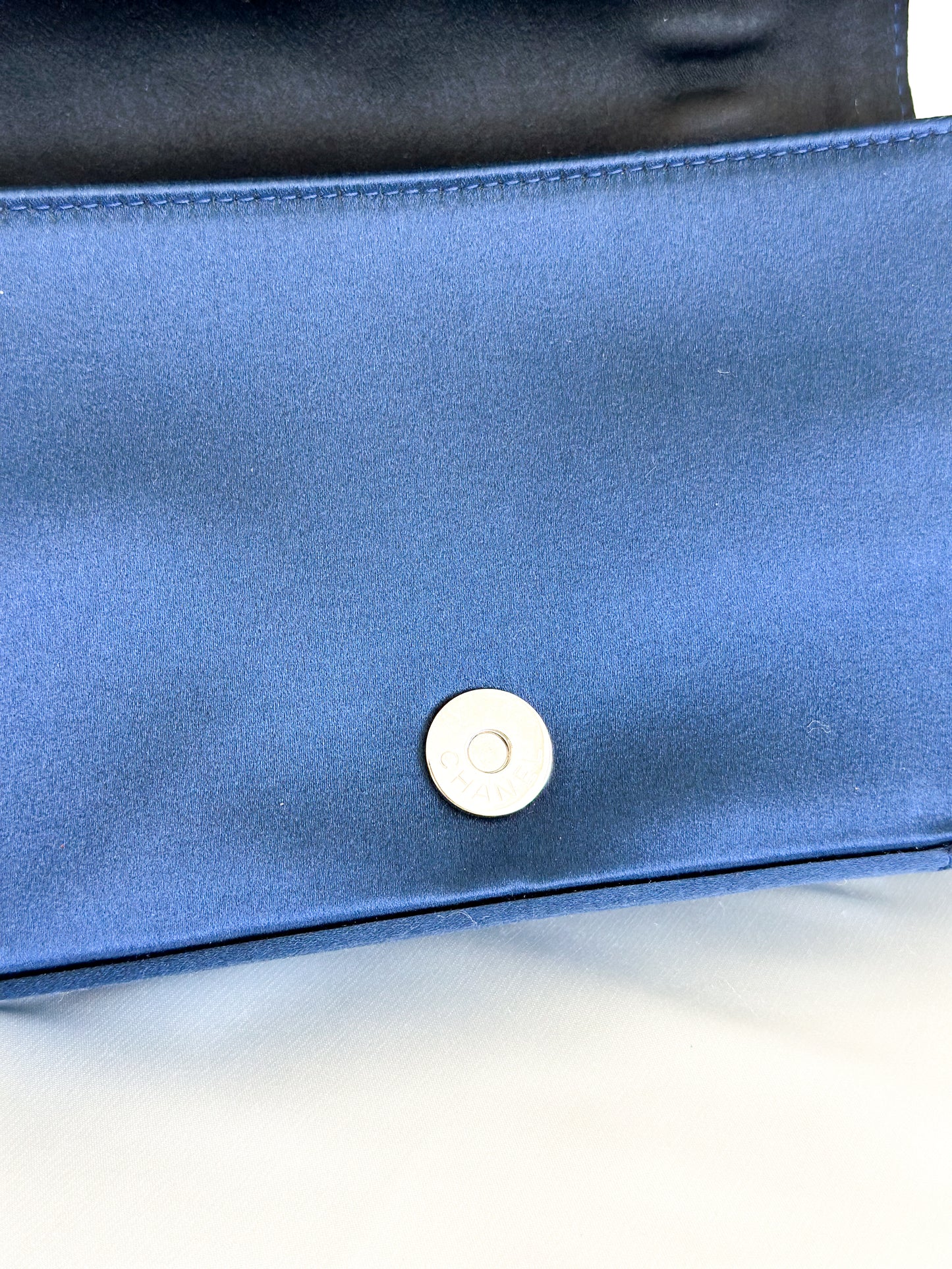 2002 Chanel Blue Chocolate Bar Chain Bag