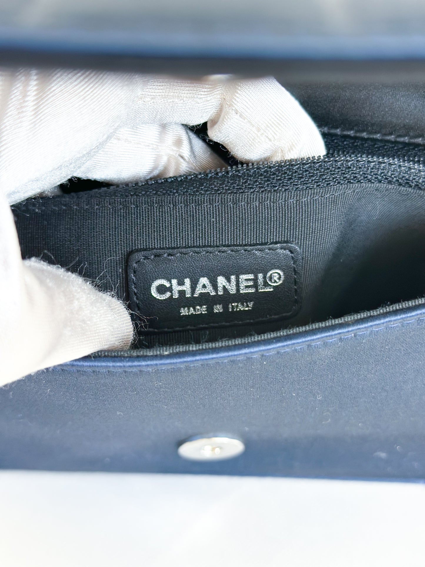 2002 Chanel Blue Chocolate Bar Chain Bag