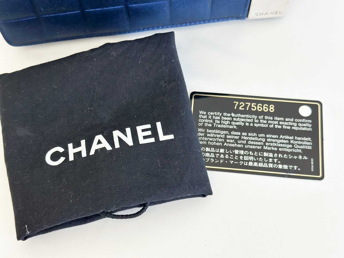 2002 Chanel Blue Chocolate Bar Chain Bag