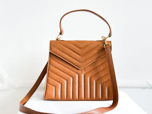 Vintage YSL Top Handle Leather Bag Brown