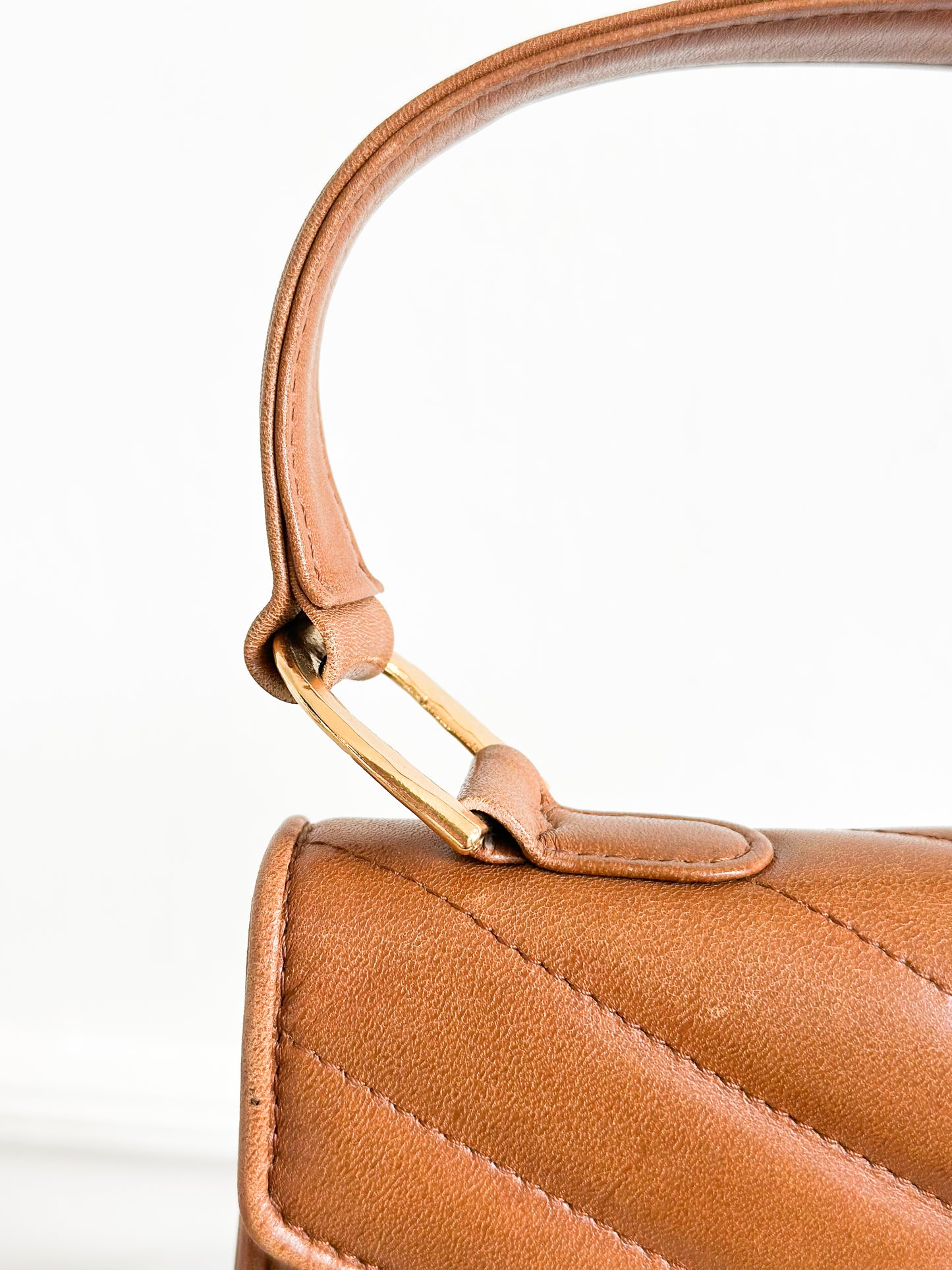 Vintage YSL Top Handle Leather Bag Brown