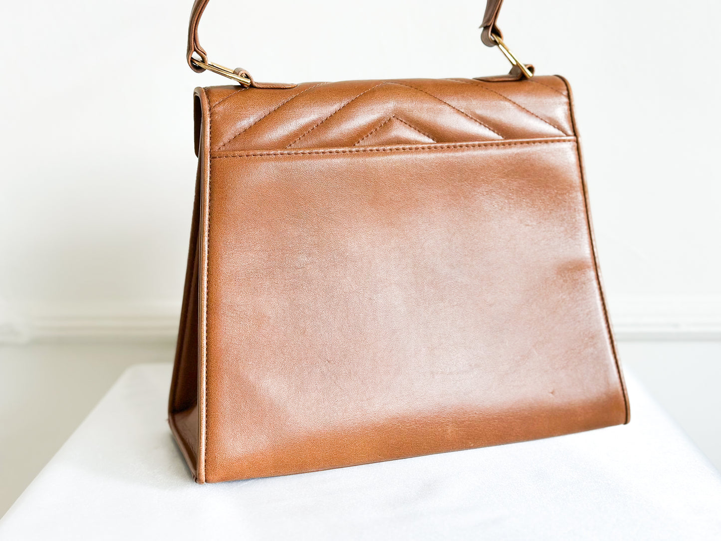 Vintage YSL Top Handle Leather Bag Brown